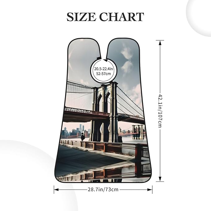 NOUZU Brooklyn Bridge S Print Beard Bib Apron For Men, Beard Hair Catcher For Men Shaving Trimming,Beard Cape Cloth