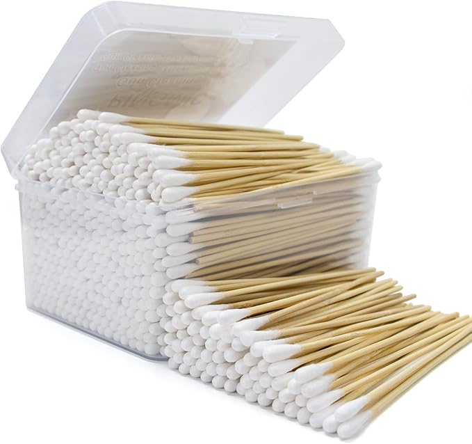 500Ct 6'' Lint Free Long Cotton Swabs - Pure Cotton Tips Gun Cleaning Swabs with Durable Stem, Also fit Makeup, Pet Care, Electronic, Household- Case Package