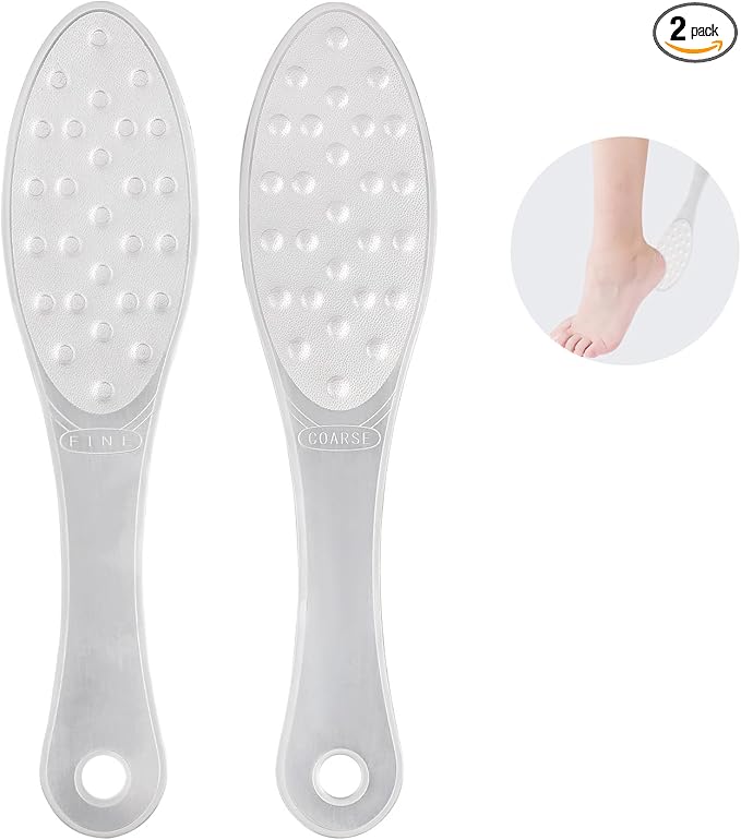 2PCS Stainless Steel Foot Scraper,Professional Foot Rasp Scrubber,Double Sided Pedicure Rasp for Cracked Heel and Dead Foot Skin, Easy to Clean Pedicure Tool(Silver)