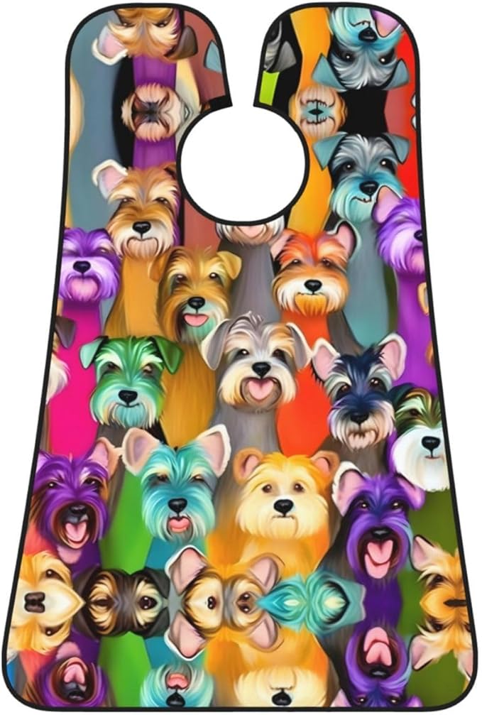NOUZU Oil Cute Schnauzer Dogs Print Beard Bib Apron For Men, Beard Hair Catcher For Men Shaving Trimming,Beard Cape Cloth