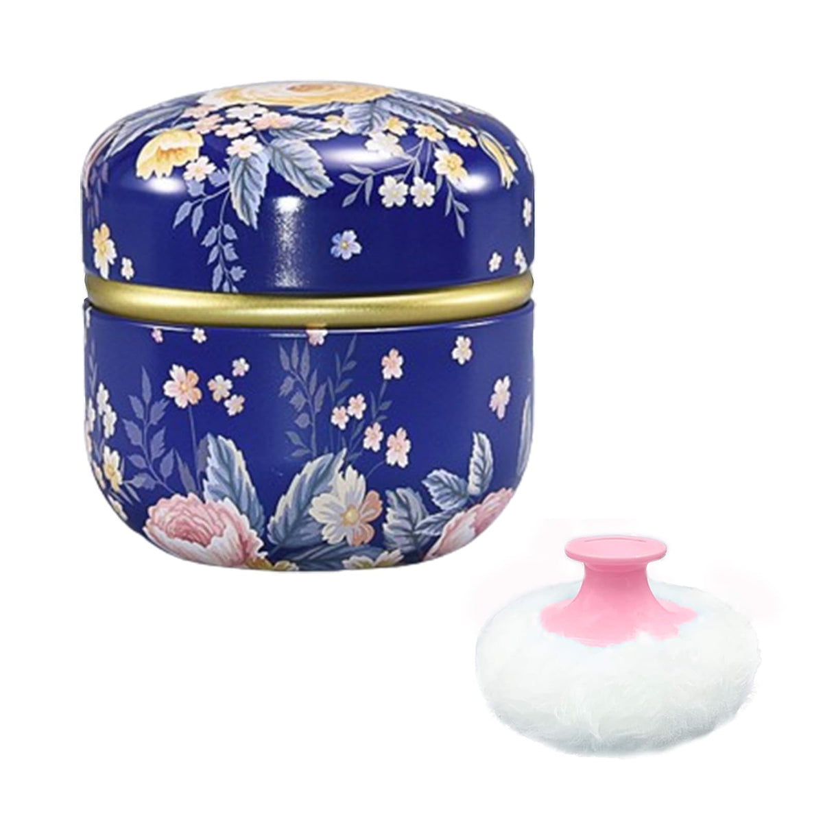 Qopoto Body Powder Puff and Container for Dusting Powder, Women Powder Puff and Powder Case for Bath and Travel (Sakura)