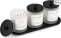 eggs sound 3 Pack Qtip Holder - Bathroom Organizers and Storage, Cotton Round Swab Holder Dispenser Cotton Ball Holder with Tray, Glass Apothecary Jars with Lids, Floss Pick Containers - ms black