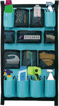 FITLANCE Equine Long Trailer Door Caddy – Horse Trailer Grooming Bag with Pockets, Stall & Barn Organizer, Tack Room Storage, Hanging Hook & Loop Straps + Mounting Hardware Included(Teal)