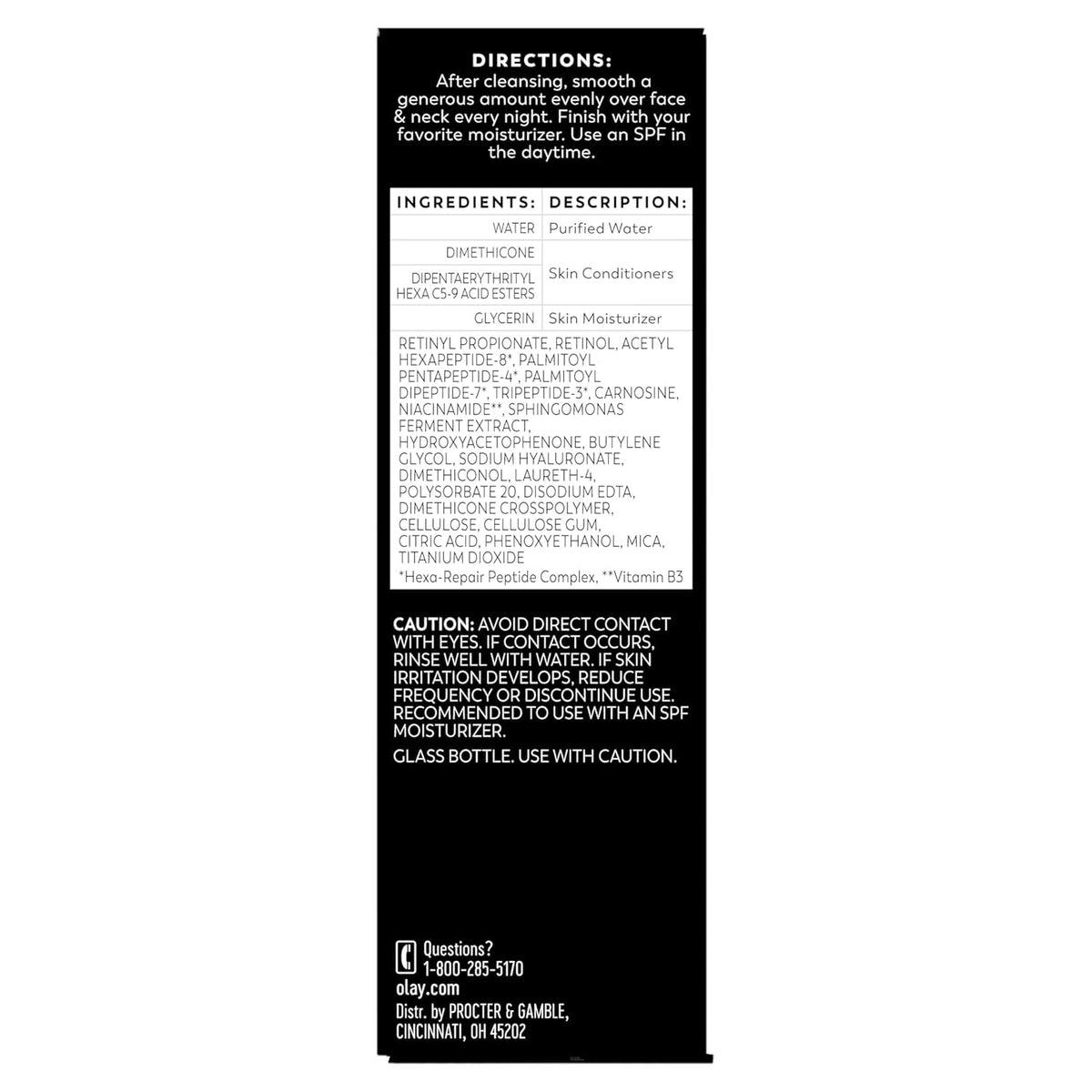 Olay Regenerist Resurfacing Retinol Serum, Renew, Anti-Wrinkle Serum for Women, Anti-Aging Skin Care, Advanced Night Repair, Fragrance-Free, Hexa-Repair Peptide & Pro-Retinol, 1.0oz