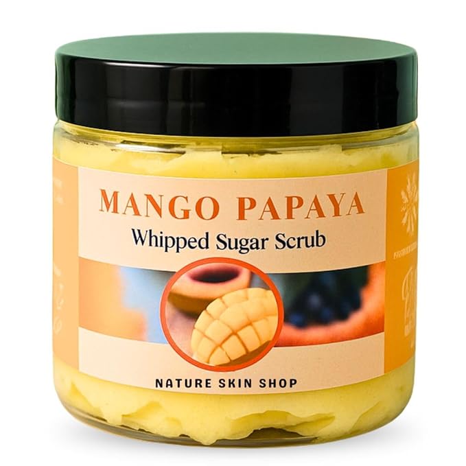 Nature Skin Shop Mango Papaya Luster Ritual Polish – Brightening Whipped Exfoliating Body Scrub, 8oz