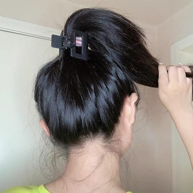 Ahoney 4 Pack Black Hair Clips - Matte Small Claw Clips for Thin and Thick Hair, Cute Hair Accessories for Women
