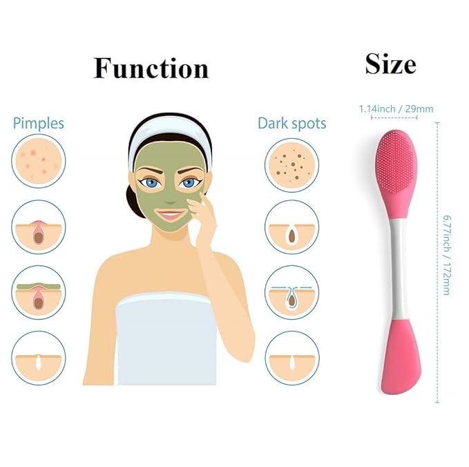 LASSKY Silicone Brushes,Double-Ended Silicone Face Mask Brush,Facial Cleansing Brush, Premium Soft Facial Masks Other Skin Care Applicator Tool for Cream, Body Lotion,Moisturizer (Pink)