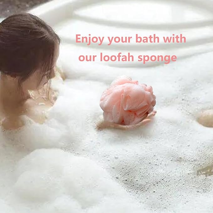 Set of 4 Loofah Sponge Shower Loofah, Exfoliating Shower Ball, Scrub Ball Body Sponge, Soft Mesh, Deep Cleansing Bath Tools, Rich Lathers (4PCS)