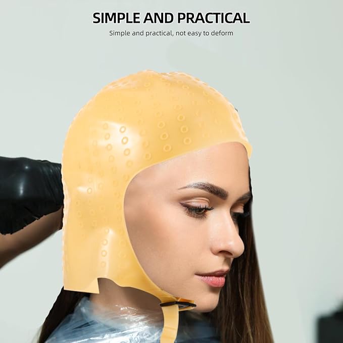 WOONEKY 1Set Reusable Hair Coloring Highlighting Cap Silicone Frosting Caps for Precise Hair Highlights Hair Salon Tool for Women and Men