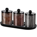 SheeChung 3 PCS Qtip Holder Bathroom Set with Tray, Acrylic Apothecary Jars