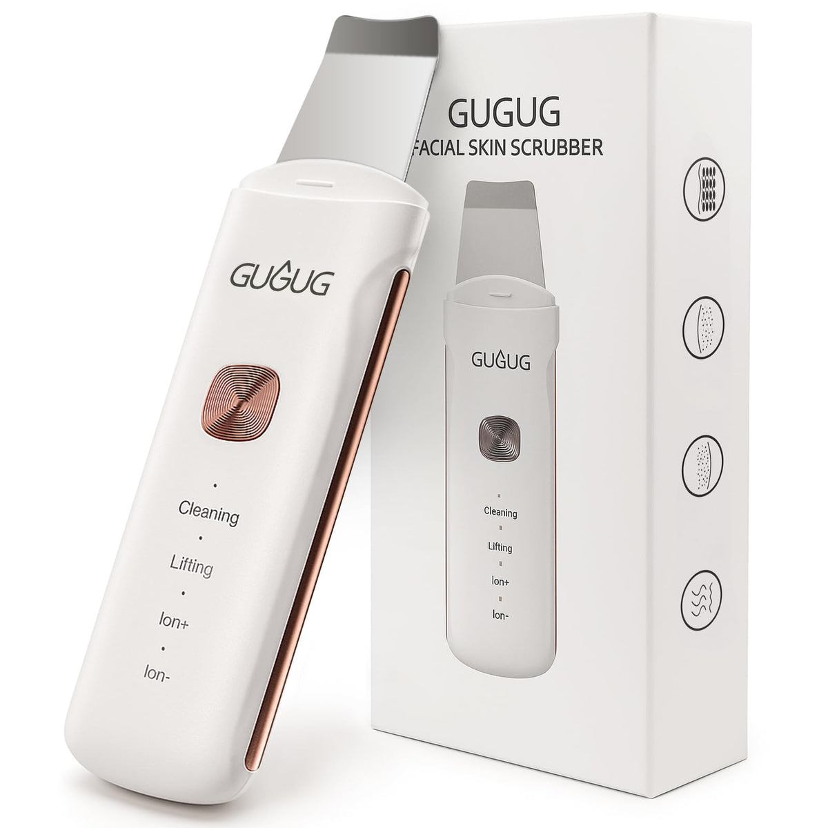 GUGUG Skin Scrubber Spatula Pore Cleaner Blackhead Remover,4 Modes,Purple