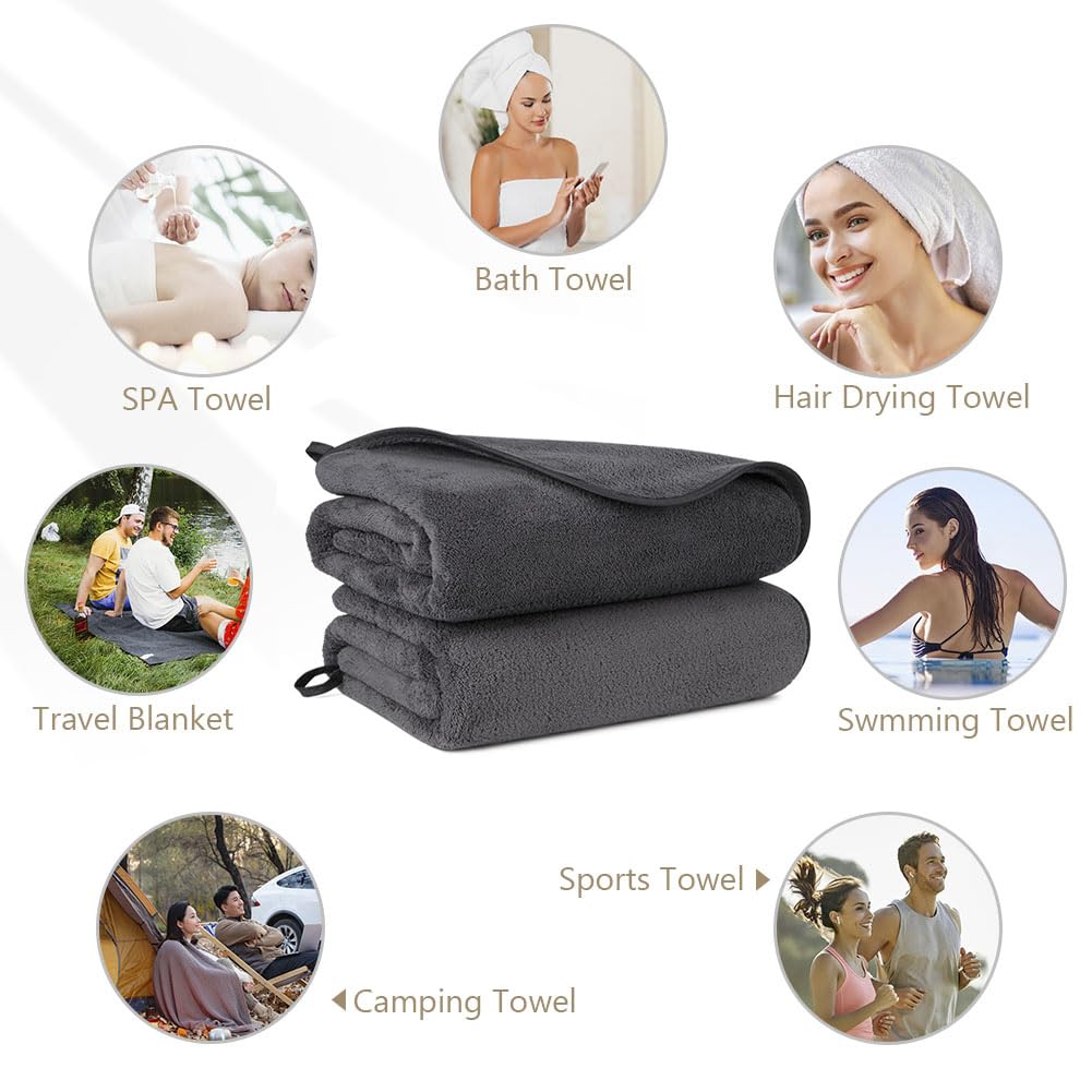 Orighty Bath Towels, Soft Feel Bath Towel, 2 Pack (27'' x 54'')