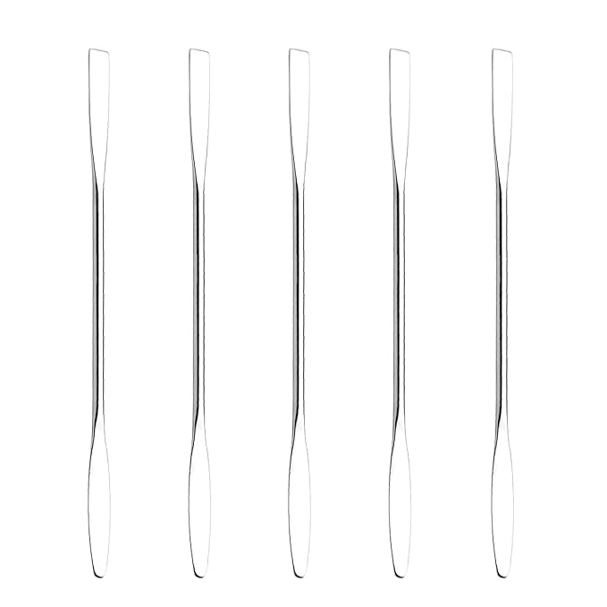 Wismee 5Pcs Makeup Spatula tool metal Set Professional Beauty Stainless Steel Cosmetics Mixer Long Metal Spatula Depotting Mixing Tool (#1)