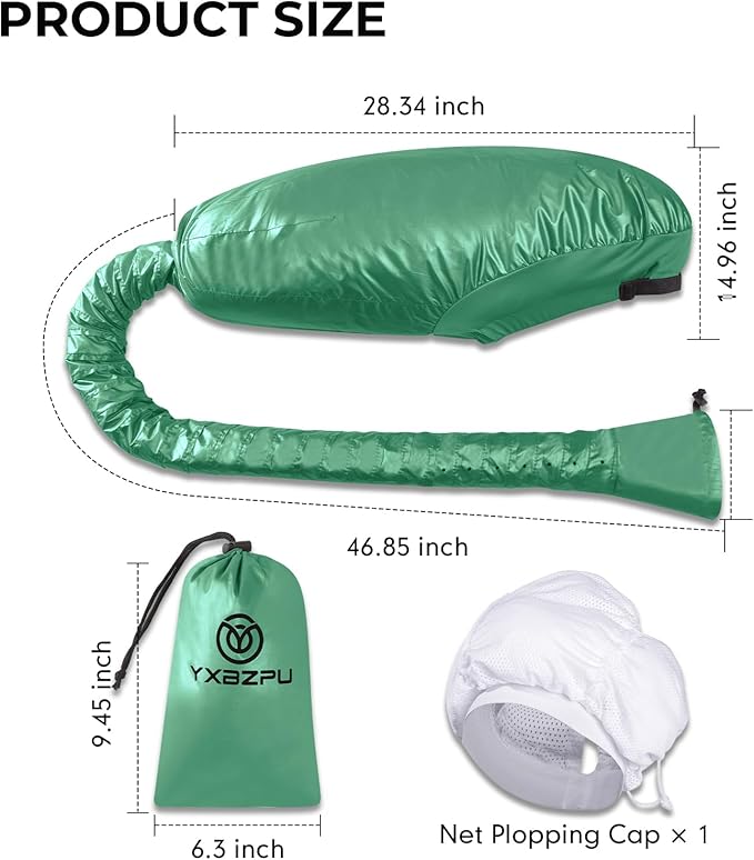 Bonnet Hair Dryer,Hooded Hair Dryer Attachment, Dryer Hooded Diffuser Cap for Curly,Speeds Up Drying Time,Safety Deep Conditioning At Home(Green)