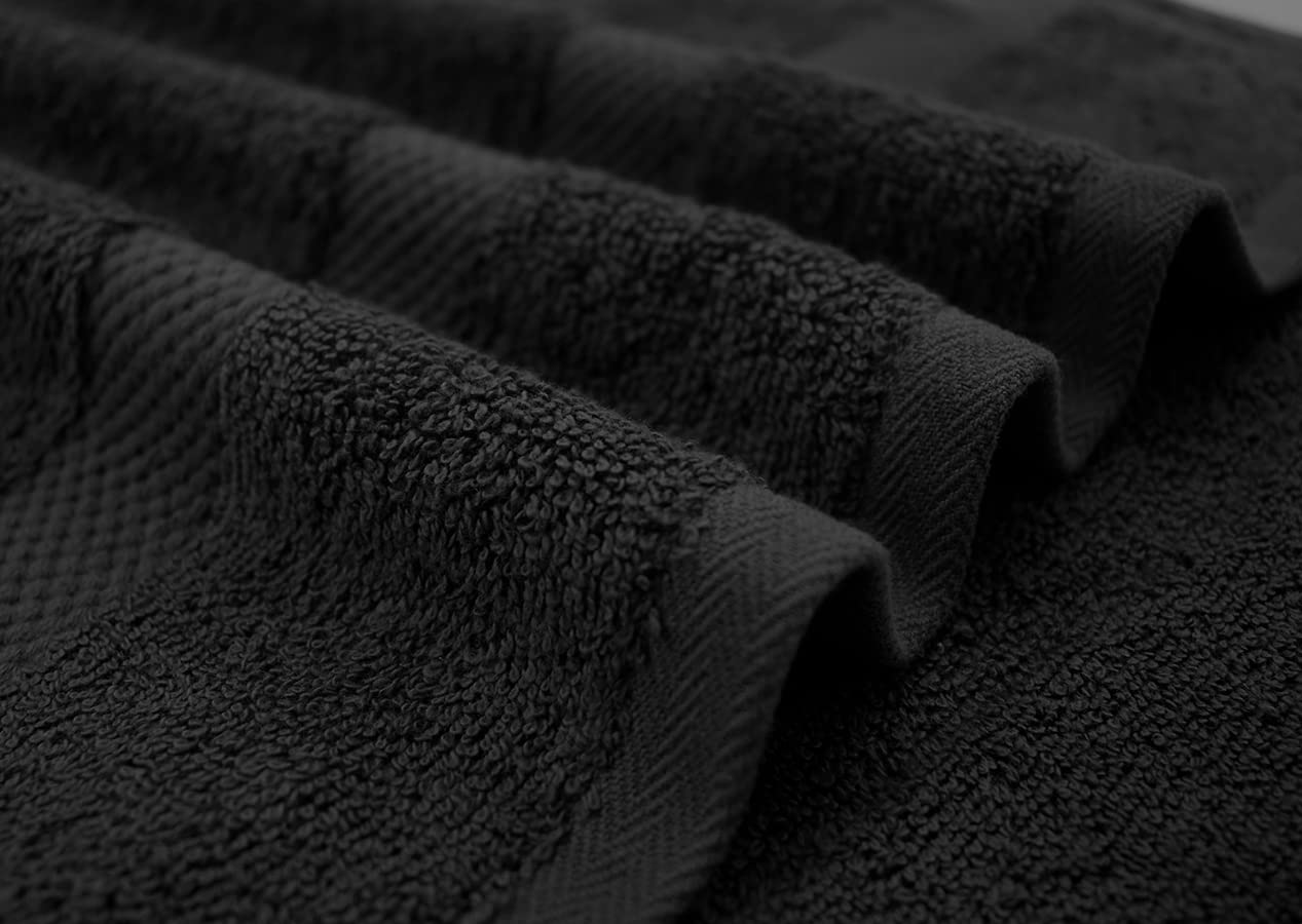 DAN RIVER 600 GSM Cotton Large Bath Towels Set of 4, 27 x 54 Inches, Black
