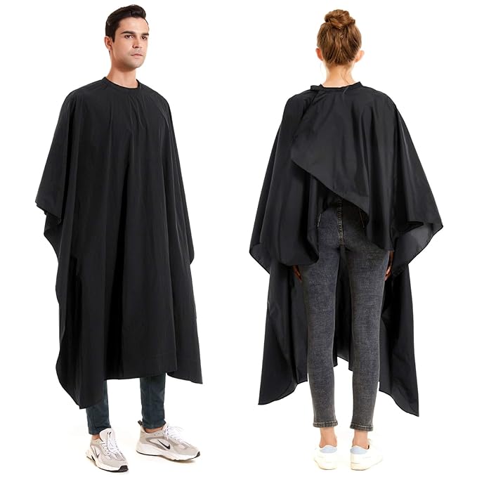 izzycka 5 Pack Barber Cape for Men, Salon Large Hair Cutting Cape, 64"x56" Nylon Waterproof Haircut Cape with Adjustable Snap Closure Color Capes, Professional Stylist Hairdresser Apron Adults -Black