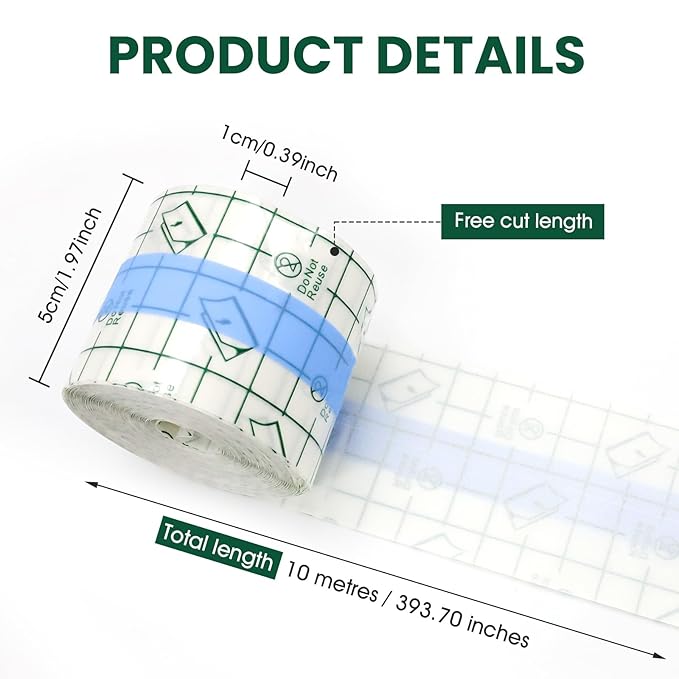 Yivioep 32.8 Feet Long Makeup Hand Palette, Single Use Adhesive Makeup Mixing Tray, Professional Artist Essential Kit Disposable Clear Waterproof Tape, Free Cutting