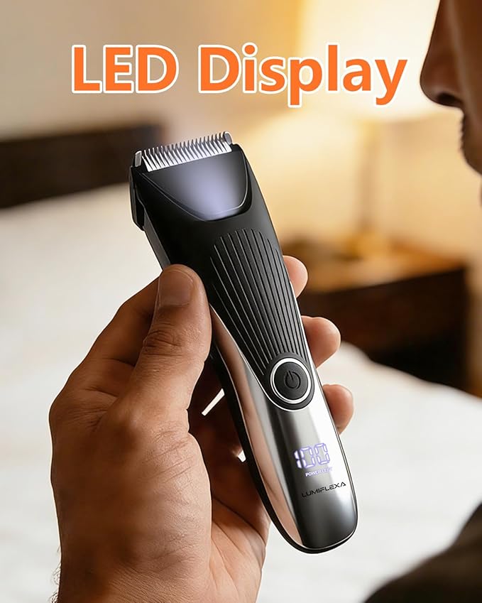 Body Hair Trimmer, LED Display, 6500 RPM Motor Manscaper for Men, 3 Adjustable Combs, USB & Dock Charging, IPX7 Waterproof Body Hair Groomers, Wet or Dry Use for Groin/Legs/Chest
