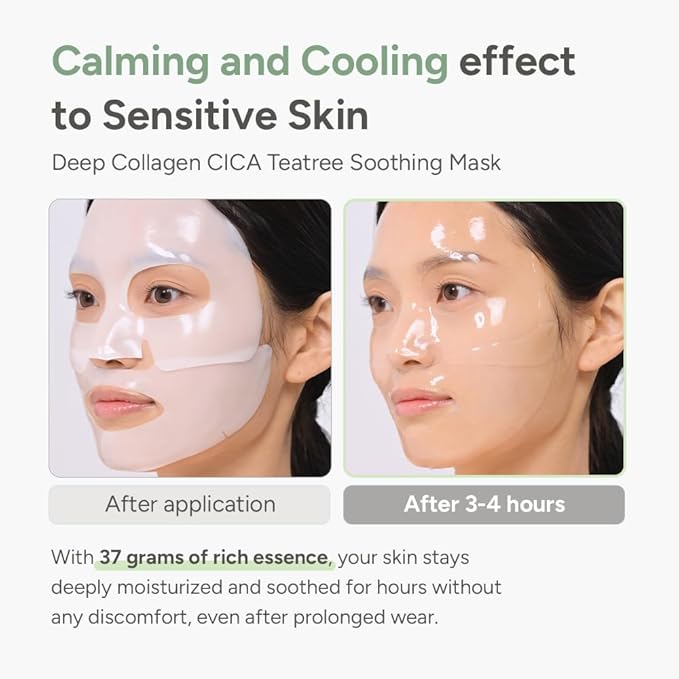 SUNGBOON EDITOR Deep Collagen CICA Teatree Overnight mask, Real Collagen 2,160,000ppb & Teatree Extract, Glass Skin, Calming for Blemish Care, Face Masks, Real TikTok Viral, Korean Skin Care, 37gx1ea