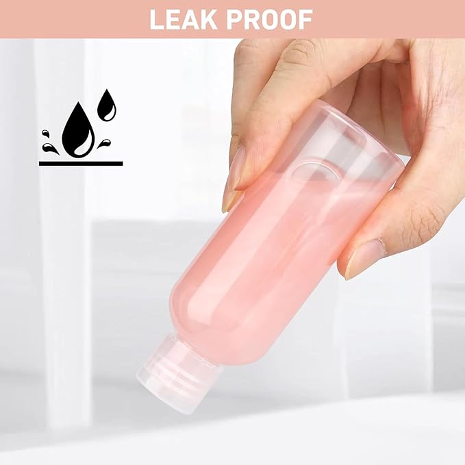 Wowang Travel Bottles for Toiletries 3.4oz 4 Pack TSA Approved Leak-Proof Travel Size Containers Squeezable Empty Plastic Toiletry Bottles for Shampoo, Conditioner, Body Wash (Clear)