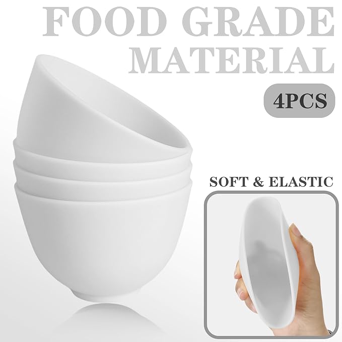 6Pcs Silicone Bowl, Silicone Facial Mask Bowl, DIY Face Mask Mixing Bowl for Home Salon Spa Face Skin Applicator Esthetician Supplies, White