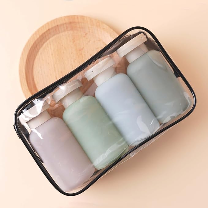 Travel Shampoo Bottles for Toiletries, Leak Proof Travel Size Toiletries Bottle Containers for Shampoo and Conditioner, Reusable Squeeze Bottles, Essentials Accessories (Forest Series, 3.4oz, 4Pcs)