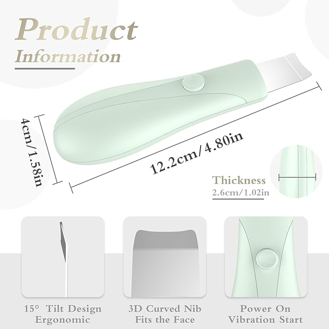 Dual-Mode Blackhead Remover Tools- Skin Scrubber Face Spatula | Battery/Handheld Face Scraper for Deep Cleansing, Skin Care Tool for Men and Women (Green)