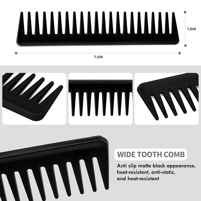 4pcs Curly Hair Brush Set for Adult & Kids, Wet or Dry, Detangling with Spray Bottle, Wide Tooth Comb (3+1, Red)