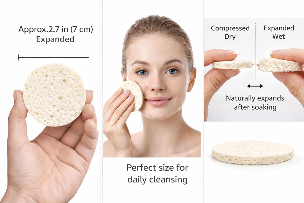 Compressed Facial Sponges 60 Pack – Natural Cellulose Facial Sponge for Cleansing, Makeup Removal, Exfoliating, Face Wash, Esthetician Spa Use (White)