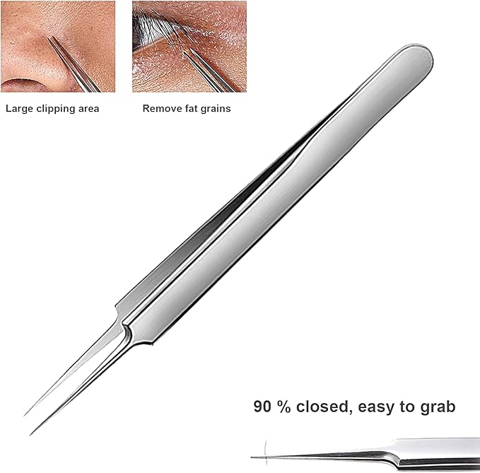 WSYUB Blackhead Tweezers, Blackhead Extractor, Pimple Popper Tool Kit