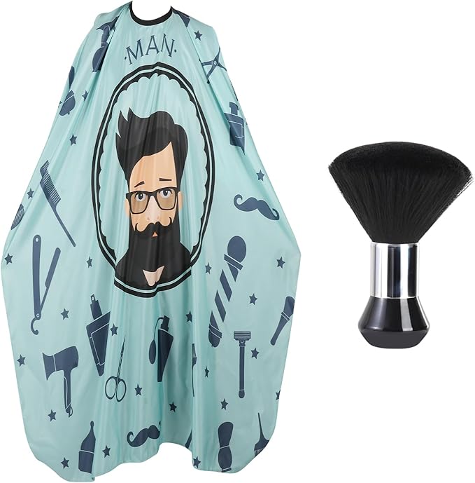Professional Hair Cutting Cape with Neck Duster Brush, Waterproof Salon Barber Cape with Snaps, Barber Accessories (Fashionable Woman)