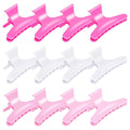 BAHABY Hair Sectioning Clips, 12 Pack, Pink and White, 3.14 Inch, Plastic Styling Clamps for Salon and Home Use