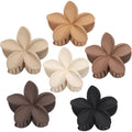Sisiaipu Hawaiian Plumeria Flower Claw Hair Clips - 6 Pcs Large for Thick Hair and Thin for Beach, Hair Accessories for Women and Girls - Khaki