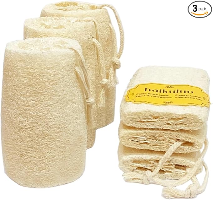 haikuluo Natural Loofah Sponge,3 Pack