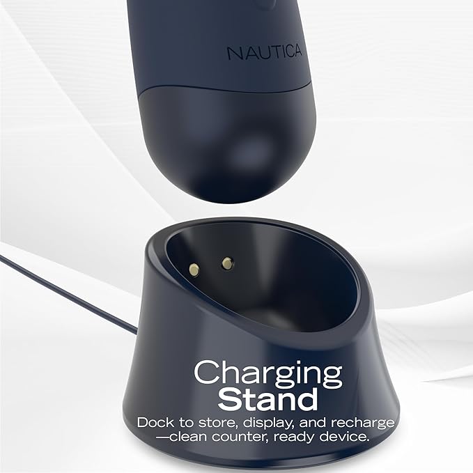 Nautica PC130 Sonic Facial Cleansing Brush Made with Ultra Hygienic Soft Silicone, Waterproof and Rechargeable Face Scrub Brush for Men & Women - (Navy)