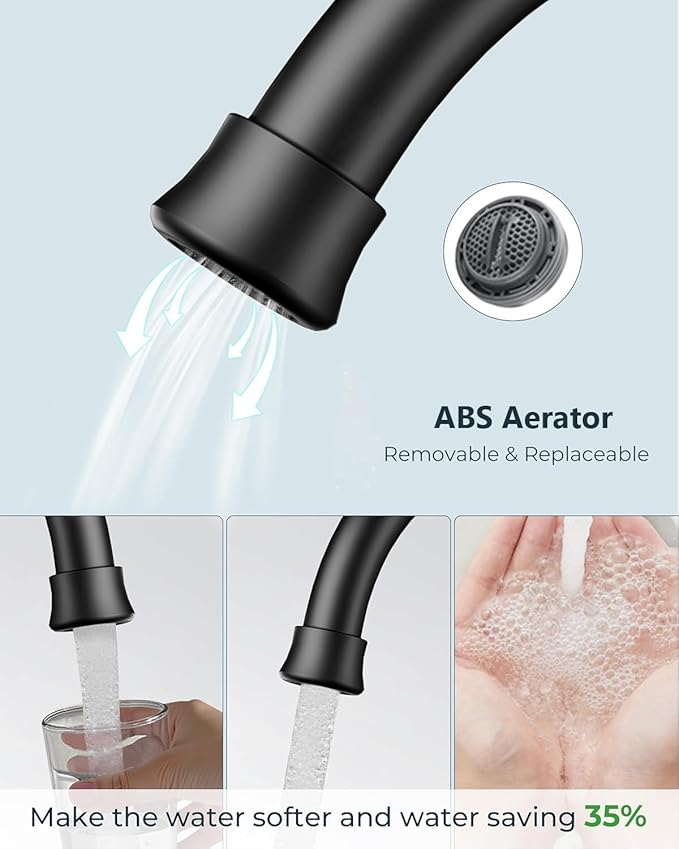 FORIOUS Matte Black Bathroom Faucets, 4 Inch Centerset Bathroom Sink Faucet 2 or 3 Hole with Pop up Drain and cUPC Hose, Two Handles Control, 360° spout for Restroom,Vanity, RV, 2 Pack