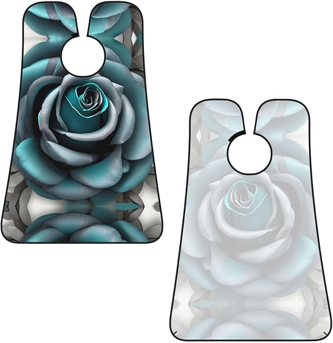 NOUZU Teal Gray Rose Print Beard Bib Apron For Men, Beard Hair Catcher For Men Shaving Trimming,Beard Cape Cloth