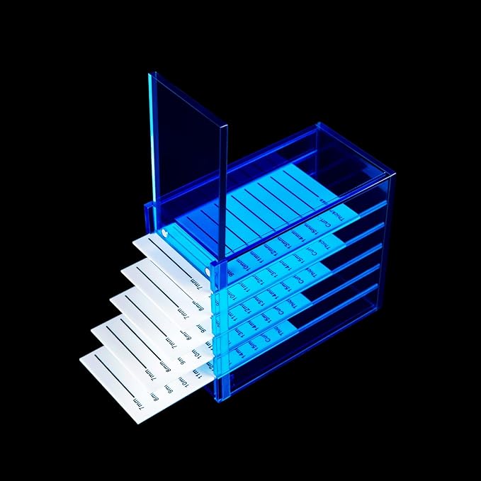 Lash Storage Organizer, Upgrade Design Small 5-Layer Lash Trays for Lash Extensions with magnet cover, Blue Semilucent lash tray Organizer, Eyelash Storage Box