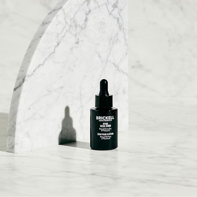 Brickell Men's Retinol Skin Care Serum Treatment For Firming Face Lines & Eye Wrinkles, Deep Hydrating Facial Serum For Anti-Aging, With Retinol, Aloe, and Vitamin E, Fragrance Free, 1 Ounce