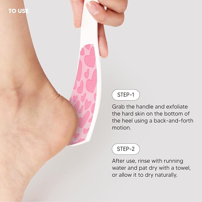 F3 Systems S-Line Emery Foot File(Pink Heart), Colossal Double-Sided Pedicure Tool, Effective for Cracked Heel, Ergonomic Design for Easy Grip