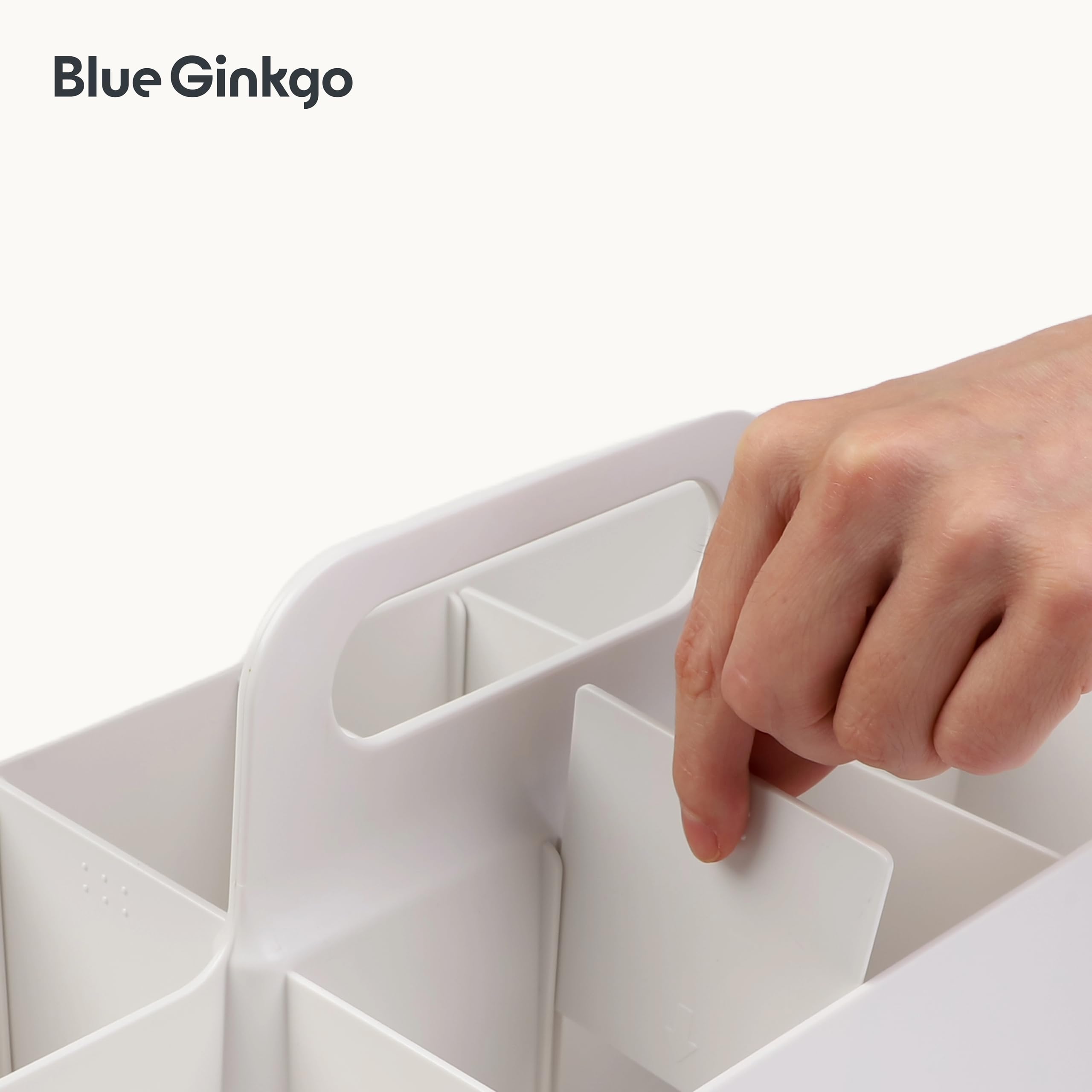 BLUE GINKGO Stackable Organizer Caddy, Long, White, Made in Korea