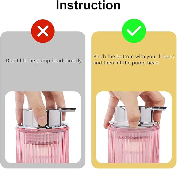 Tonxus Foaming Soap Dispenser, 12 Oz Pink Glass Foam Hand Soap Dispenser, Refillable Lotion Soap Dispenser with Removable Pump for Kitchen Hand Wash Dispenser, Modern Slim Ribbed Bottle for Decor