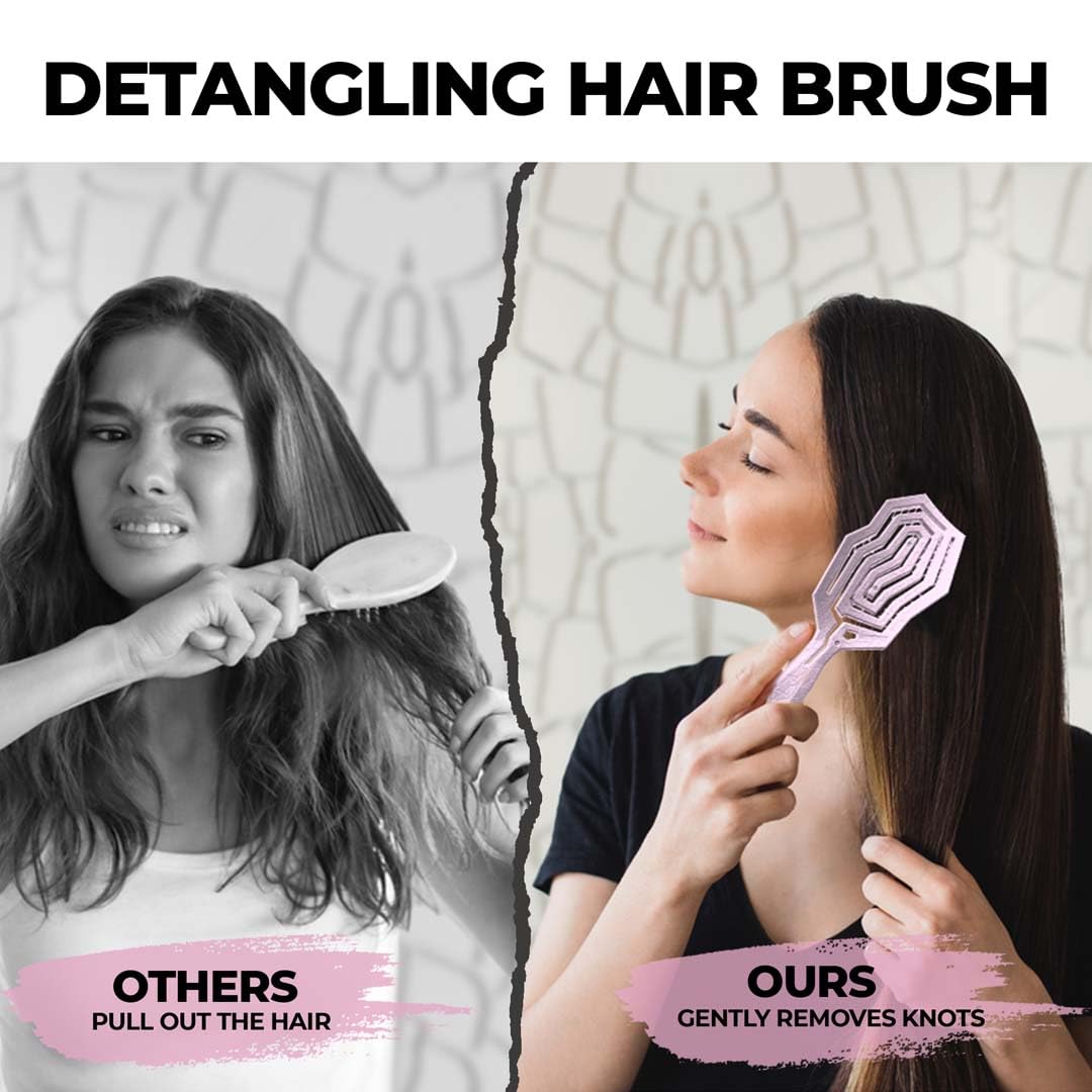 Detangler Brush For Women, Men & Kids - Vented Anti-Static Brush With 360 Flex Gently Removes Knots, Dry & Wet Use For Thick, Fine, Natural & Curly Hair
