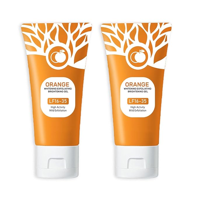 Ezyuanchly Orange Exfoliating Gel, Moisturizer Face Body Scrub Gel,Deep Cleansing Moisturizing Facial Exfoliator,Natural Orange Peeling Gel Face Scrub (2PCS)