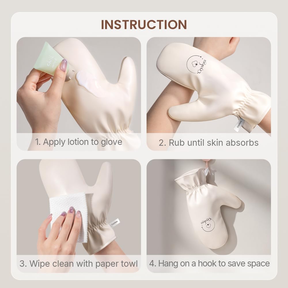 Cryslora Tanning Mitt, Lotion applicator, Washable Self Tanner Glove (Right and Left Hands)