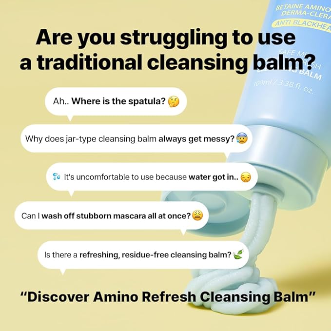 MAKE P:REM Safe Me. Amino Refresh Cleansing Balm, Gentle Makeup Remover for Deep Cleansing, Removes Blackheads, Eye-Safe Cleanser, Korean Skin Care, 3.38 fl.oz. (100mL)