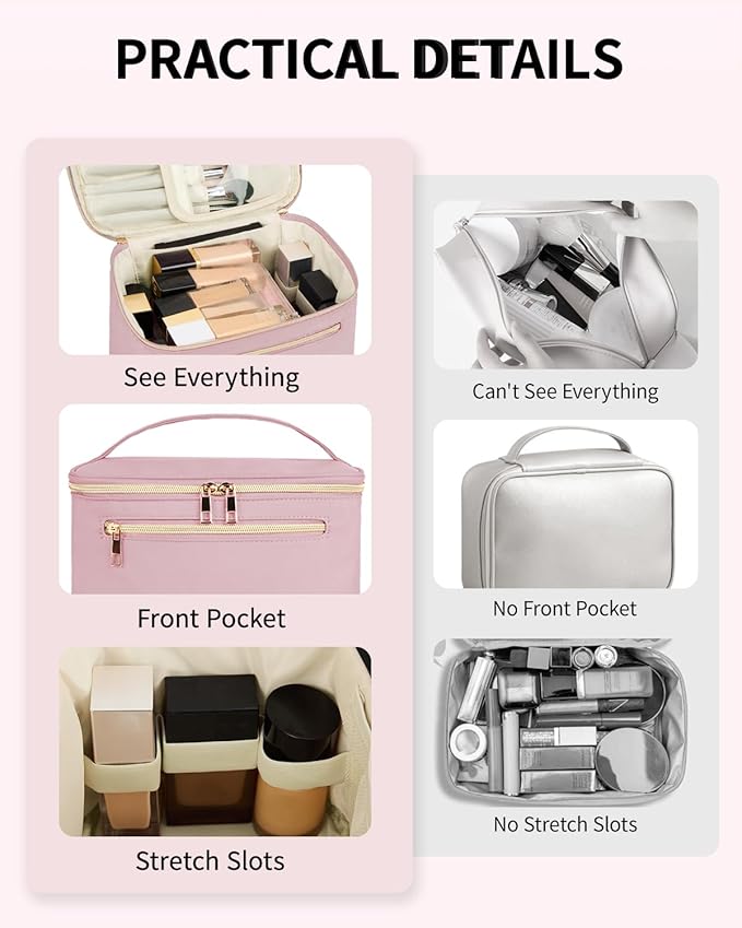 Wandering Nature Makeup Bag, Women Travel Make Up Vanity Case with Handle