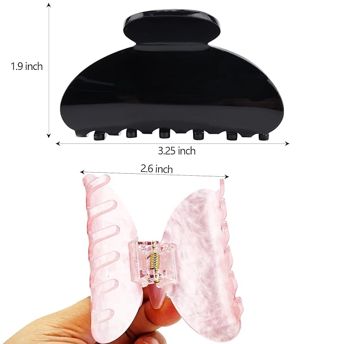 Canitor Claw Clips for Women Acrylic Marble Non-slip Emi Hair Clips for Thick Thin Hair Strong Hold Durable Banana Barrettes Cute Hair Accessories Black Pink White
