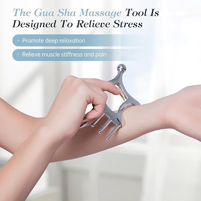 Metal Gua Sha Facial Massage Tools, Scalp Massage Comb for Head
