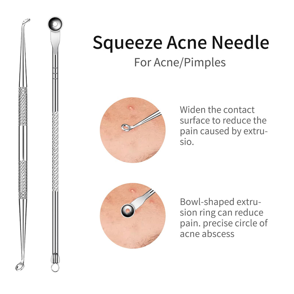 GERY Blackhead Remover Pimple Popper Tool Kit, 8 PCS Professional Stainless Steel Acne Needles, Comedone Extractor Whitehead Removal, Zit Popping Treatment & Pore Cleaner Set with Leather Case